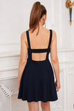 Robe de bal court marine sans manches