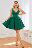 Robe de bal courte en satin vert