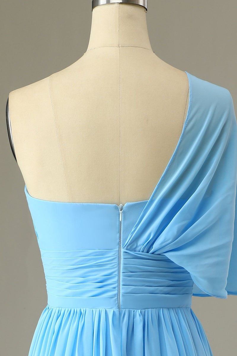 Charger l&#39;image dans la galerie, Une robe de demoiselle d’honneur bleue à une épaule