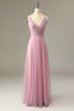 Charger l&#39;image dans la galerie, Une ligne Spaghetti Straps Grey Pink Bridesmaid Dress
