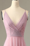 Une ligne Spaghetti Straps Grey Pink Bridesmaid Dress