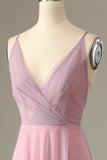 Une ligne Spaghetti Straps Grey Pink Bridesmaid Dress