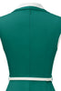 Charger l&#39;image dans la galerie, Lapel Neck Green Swing Robe des années 50 avec ceinture