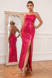 Fuchsia Sequins Robe de bal avec fente