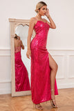 Fuchsia Sequins Robe de bal avec fente