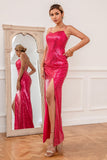 Fuchsia Sequins Robe de bal avec fente