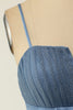 Charger l&#39;image dans la galerie, Une ligne Bretelles Spaghetti Robe De Cocktail Courte Bleu Gris