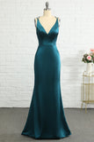 Paon Bleu Sirène Sans Dos Robe de Bal Long