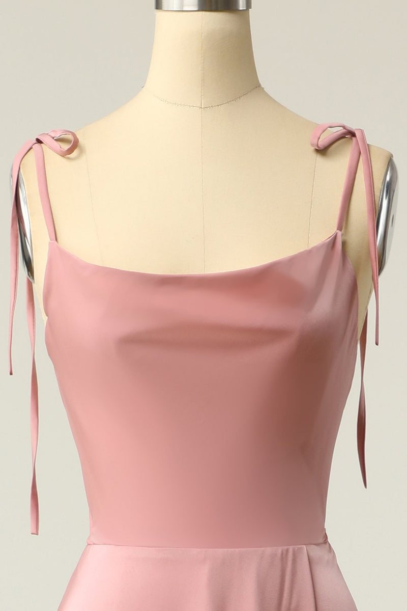 Charger l&#39;image dans la galerie, Blush Spaghetti Straps Robe de bal longue avec nœud papillon