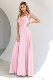 Blush Spaghetti Straps Robe de bal longue avec fente