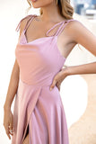 Blush Spaghetti Straps Robe de bal longue avec fente