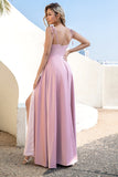 Blush Spaghetti Straps Robe de bal longue avec fente