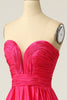 Charger l&#39;image dans la galerie, Une ligne Sweetheart Fuchsia Robe de bal longue avec Ruched