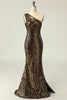 Charger l&#39;image dans la galerie, Sirène Une Épaule Robe de bal à paillettes en or foncé