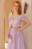 Charger l&#39;image dans la galerie, Robe de bal Purple A Line(Ceinture non incluse)