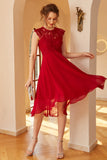 Robe en dentelle de mousseline rouge foncé