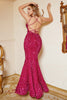 Charger l&#39;image dans la galerie, Robe de bal de sirène à paillettes rose vif avec dos lacé