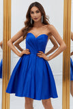 Robe courte de retour bleu Royal A-Line Sweetheart