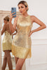 Charger l&#39;image dans la galerie, Paillettes Franges Robe de cocktail dorée