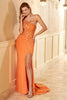 Charger l&#39;image dans la galerie, Gaine Halter Orange Longue Robe de Fête avec Front Fendu