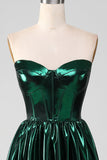 Glitter Vert Foncé Corset Métallique Longue Robe de Bal