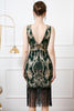 Charger l&#39;image dans la galerie, Paillettes vert foncé scintillantes des années 20 Gatsby robe avec franges