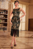 Charger l&#39;image dans la galerie, Paillettes frangées vert foncé scintillant des années 20 Gatsby robe