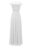 Charger l&#39;image dans la galerie, Élégante robe blanche en dentelle longue avec manches de casquette