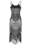 Bodycon Noir Argent Paillettes 1920s Robe