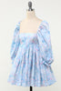 Charger l&#39;image dans la galerie, Robe bleue florale de babydoll