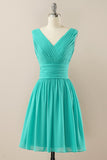 Robe de demoiselle d’honneur Verte Chiffon Midi