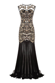 Robe Soirée Sirène Années 1920 Flapper Glitter Noire