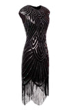 Robe 1920s Flapper avec Paillettes Noire