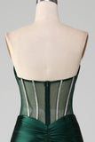 Col en V vert foncé bustier Corset sirène plissé robe de soirée