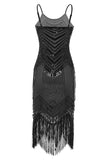 Bodycon Noir Argent Paillettes 1920s Robe