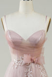 Blush A-Line Corset Robe de Soirée longue en tulle avec appliques