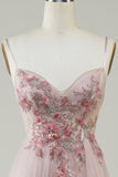 Blush Corset A-Line Robe longue de Soirée avec fleurs