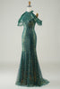 Charger l&#39;image dans la galerie, Robe longue longue de sirène Soirée vert foncé scintillante