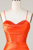 Charger l&#39;image dans la galerie, Corset perlé orange scintillant Robe courte de cocktail