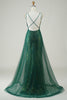 Charger l&#39;image dans la galerie, Robe de Soirée longue perlée vert foncé scintillante
