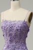 Charger l&#39;image dans la galerie, Sirène Bretelles Spaghetti Robe de soirée violette avec perles