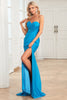Charger l&#39;image dans la galerie, Sirène chérie bleu longue robe de soirée avec devant fendu