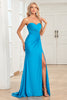 Charger l&#39;image dans la galerie, Sirène chérie bleu longue robe de soirée avec devant fendu