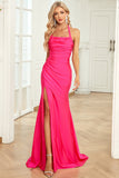 Robe de soirée Sirène Fuchsia à Col Halter