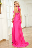 Robe de soirée Sirène Fuchsia à Col Halter