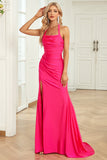 Robe de soirée Sirène Fuchsia à Col Halter