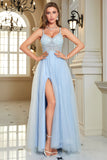 Corset bleu clair Robe de Soirée longue sans dos
