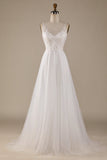 Robe de mariée en tulle en tulle à col en V ivoire avec dentelle