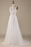 Ivre A-Line Tulle Entres-Cross Strains Dos Robe de mariée