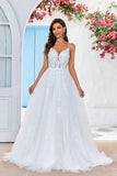 Sangles entrecroisées ivoire Back A-Line Tulle Robe de mariée
